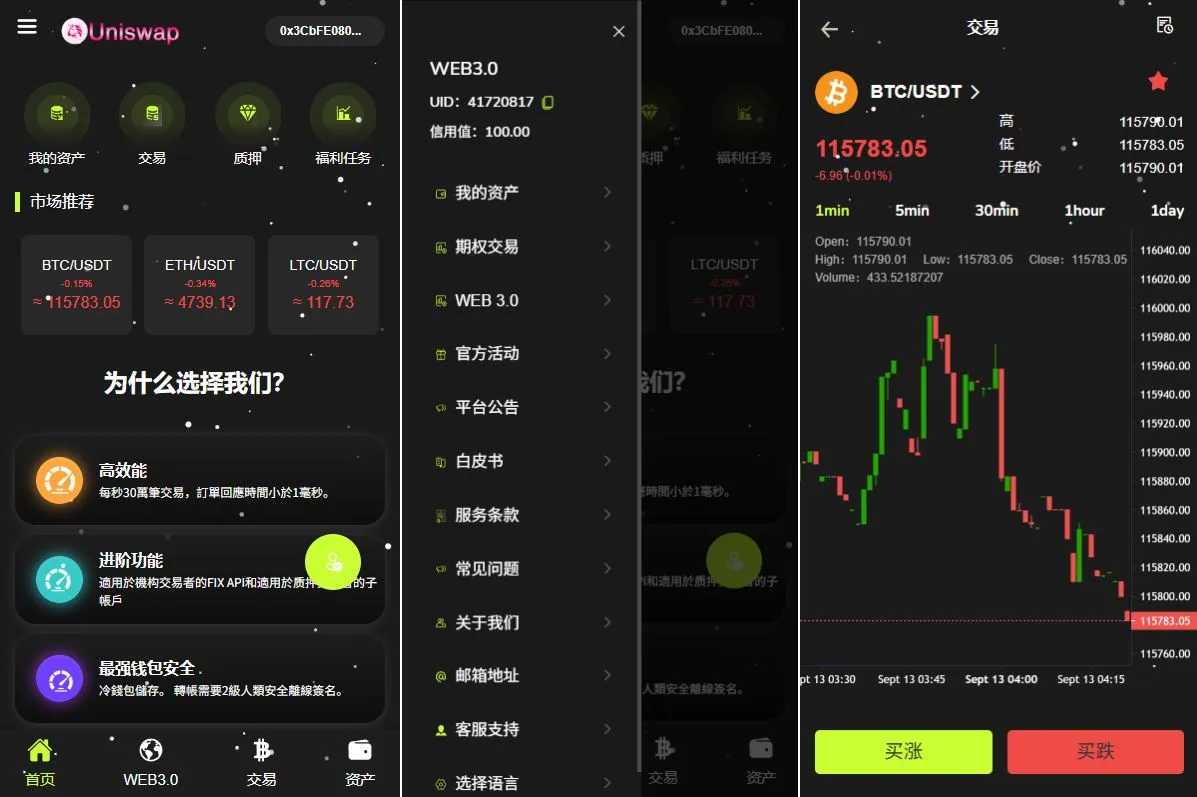 【海外多语言dapp交易所源码】前端VUE开发后端php新版海外DAPP交易所/期权交易/质押/信用分交易所源码