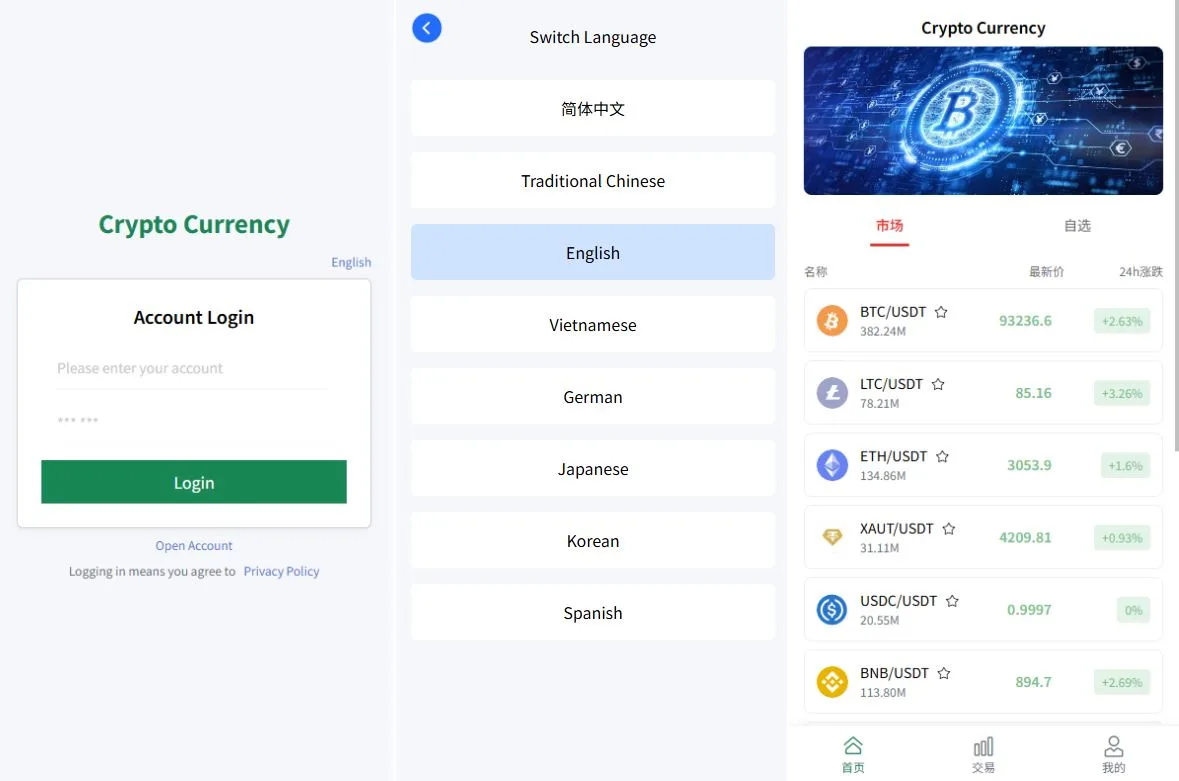 【海外多语言VUE微盘】多语言信用分虚拟币微盘/海外微交易/秒合约/时间盘系统源码
